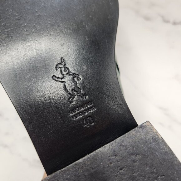 Marni Green Leather Flats with Gold Accents - Picture 8 of 10